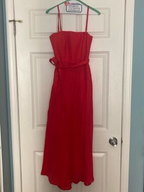 Red Linen Maxi Dress